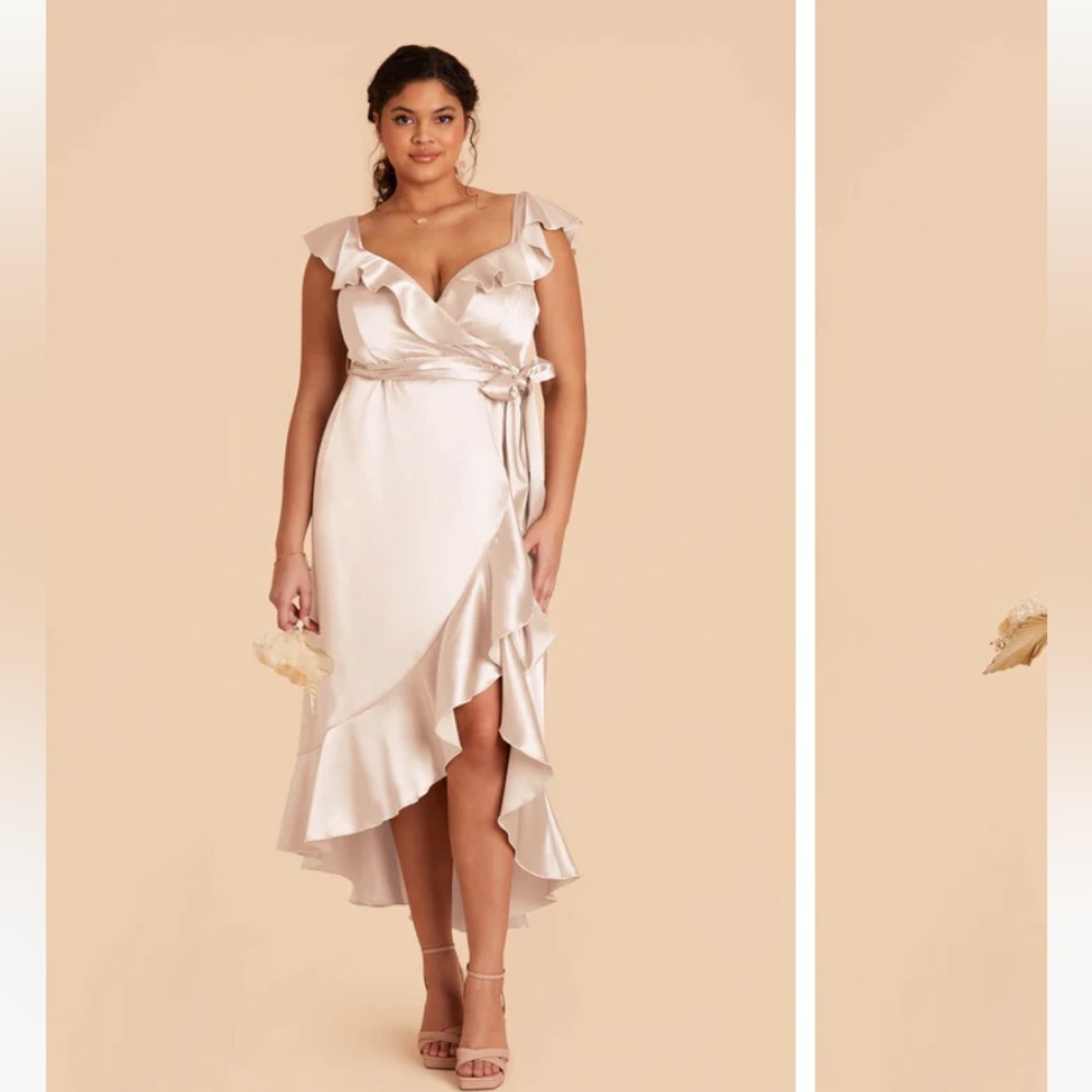 COPY - Birdy Grey - James Midi Dress -  Shiny Satin Champagne - Bridesmaids Dre…